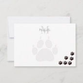 Black Cat Paw Prints Monogram Personalized  Mitteilungskarte (Vorderseite)