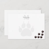 Black Cat Paw Prints Monogram Personalized  Mitteilungskarte (Vorne/Hinten)