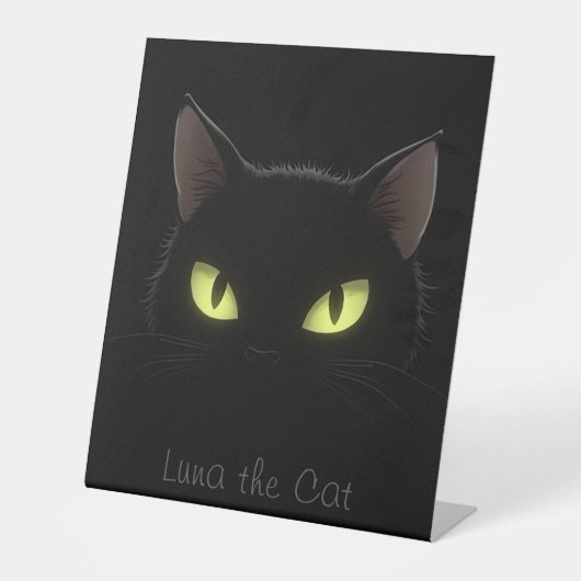 Black Cat Pedestal Sign - (dunkler Hintergrund) Sockelschild (Vorderseite)