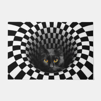 Black Cat Peeking 3D Doormat | Funny Cat Lover Gif Fußmatte