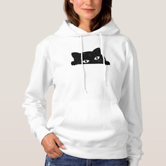 Black Cat Peeking Hoodie (Vorderseite)