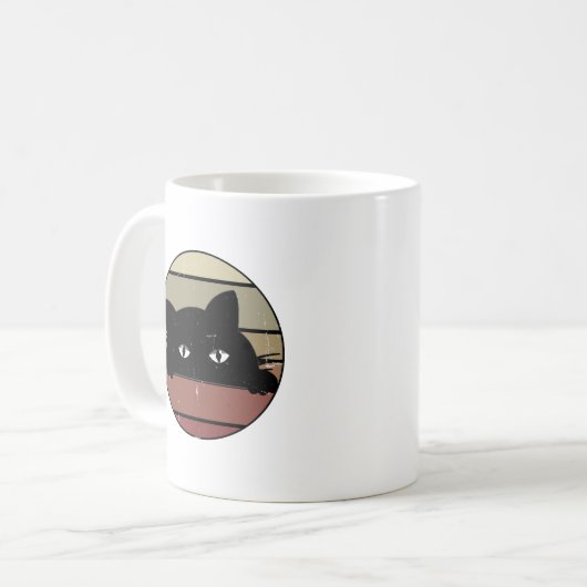 Black Cat Peeking Kaffeetasse (Vorderseite Links)