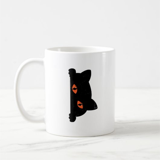Black Cat Peeking Kaffeetasse (Links)