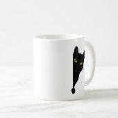 Black Cat Peeking Kaffeetasse (VorderseiteRechts)