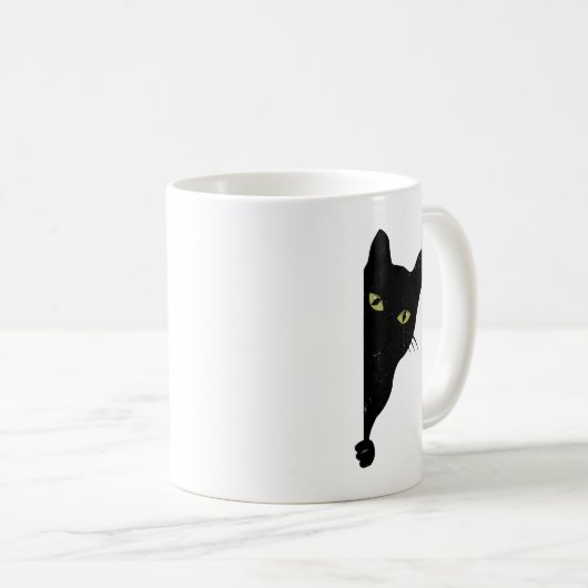 Black Cat Peeking Kaffeetasse (VorderseiteRechts)