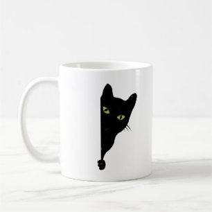 Black Cat Peeking Kaffeetasse