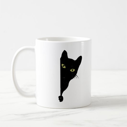 Black Cat Peeking Kaffeetasse (Links)