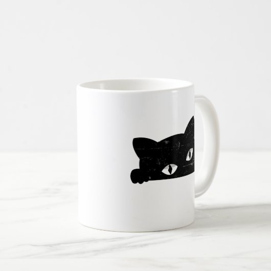Black Cat Peeking Kaffeetasse (VorderseiteRechts)