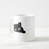 Black Cat Peeking Kaffeetasse (Vorderseite Links)