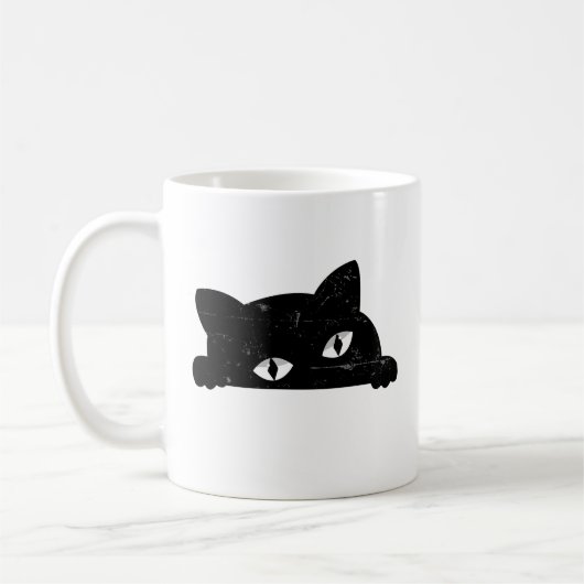 Black Cat Peeking Kaffeetasse (Links)