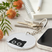 Black Cat Peeking Keychain Schlüsselanhänger (Vorderseite rechts)