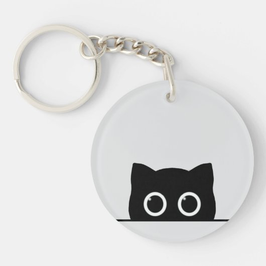Black Cat Peeking Keychain Schlüsselanhänger (Vorderseite)