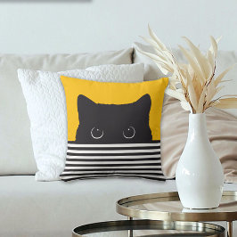 Black Cat Peeking Kissen