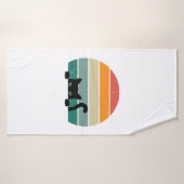 Black Cat Peeking Sunset Vintag 3 Badehandtuch (Badehandtuch)
