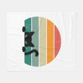 Black Cat Peeking Sunset Vintag 3 Fleecedecke (Vorderseite (Horizontal))