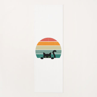 Black Cat Peeking Sunset Vintag 3 Yogamatte