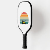 Black Cat Peeking Sunset Vintag 4 Pickleball Schläger (Links)