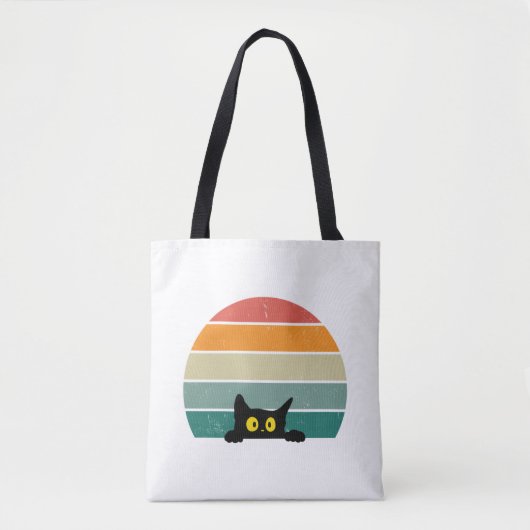 Black Cat Peeking Sunset Vintag 4 Tasche (Vorderseite)