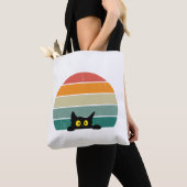 Black Cat Peeking Sunset Vintag 4 Tasche (Von Nahem)