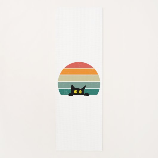 Black Cat Peeking Sunset Vintag 4 Yogamatte (Vorderseite)