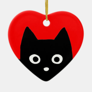 Black Cat Peeking   Urlaub von Niedlich Kitty Love Keramik Ornament