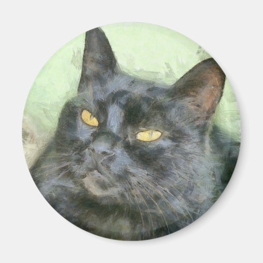 Black Cat Pencil Art Magnet (Vorne)