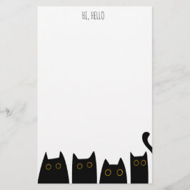 Black Cat Personal Stationery Kids Notizpapier Briefpapier