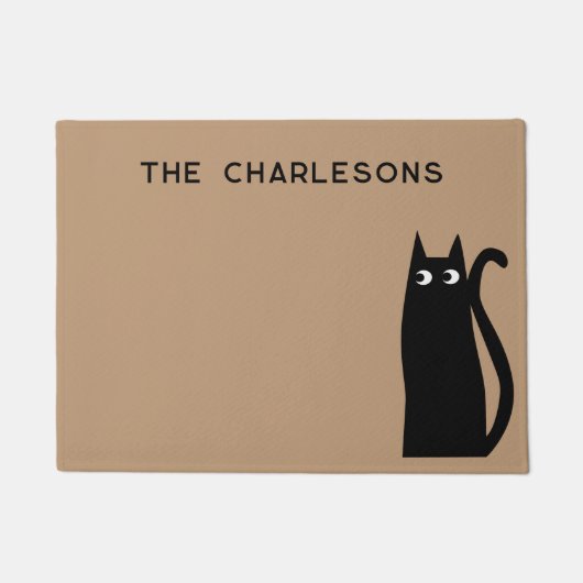 Black Cat Personalisiert Fußmatte (Vorderseite)