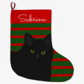 Black Cat Personalisiert Großer Weihnachtsstrumpf (Vorderseite)