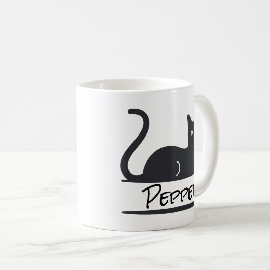 Black Cat Personalisiert Kaffeetasse (VorderseiteRechts)