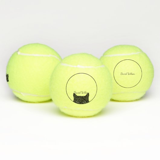 Black Cat Personalisiert Keepake Tennis Ball (Multi)
