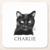 Black Cat Personalisiert Rechteckiger Pappuntersetzer (Vorderseite)