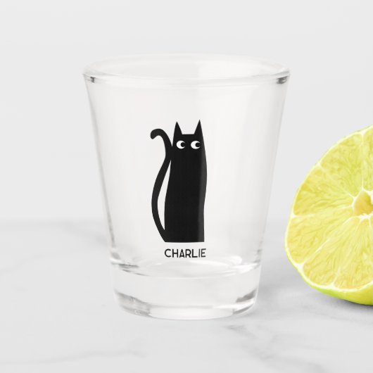 Black Cat Personalisiert Schnapsglas (Vorderseite)