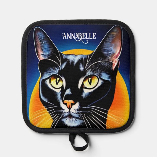 Black Cat Personalize Topflappen (Vorderseite)