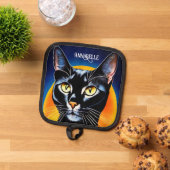 Black Cat Personalize Topflappen (Oben Unten)
