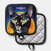 Black Cat Personalize Topflappen (Vorderseite/Rückseite)