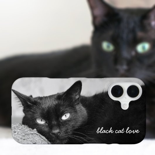 Black Cat Pet Foto Personalisiert iPhone 16 Hülle