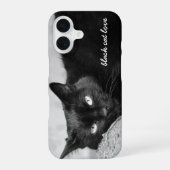 Black Cat Pet Foto Personalisiert iPhone 16 Hülle (Rückseite)