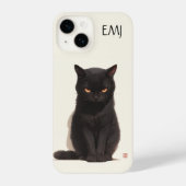 Black Cat Phone Case | Personalisierbar iPhone Hülle (Rückseite)