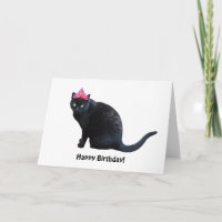 Black Cat Pink Crown Geburtstagkarte