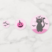 Black Cat Pink Halloween Fledermäuse Pumpkin Stars Konfetti (Vorderseiten)
