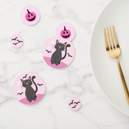 Black Cat Pink Halloween Fledermäuse Pumpkin Stars Konfetti