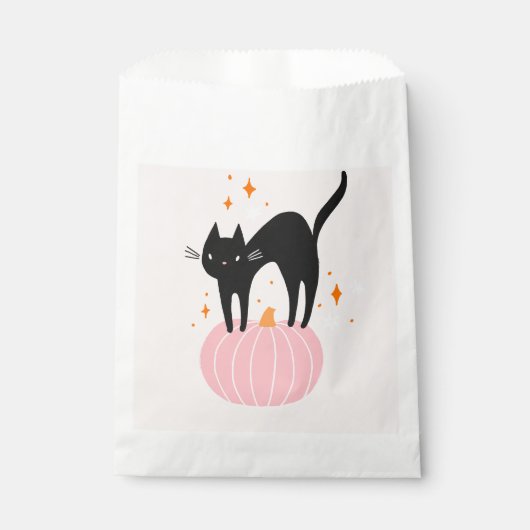 Black Cat Pink Halloween Geschenktütchen (Vorderseite)