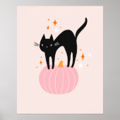 Black Cat Pink Halloween Poster (Vorne)