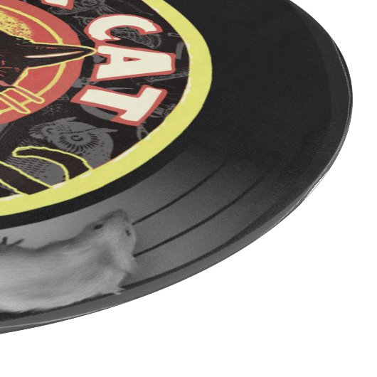Black Cat Platten Cutting Board - Retro Vinyl Jazz Schneidebrett (Ecke)