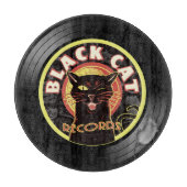 Black Cat Platten Cutting Board - Retro Vinyl Jazz Schneidebrett (Vorderseite)