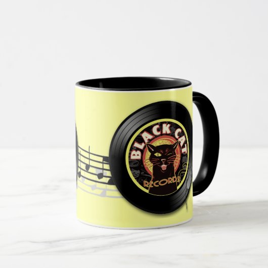 Black Cat Platten Retro Jazz Tasse - Vinyl Label C (VorderseiteRechts)