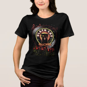 Black Cat Platten T - Shirt Frauen - Vintag Jazz