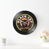 Black Cat Platten Wall Clock - Retro Vinyl Jazz Große Wanduhr (Zuhause)