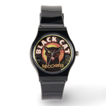 Black Cat Platten Watch - Retro Vinyl Jazz (Unisex